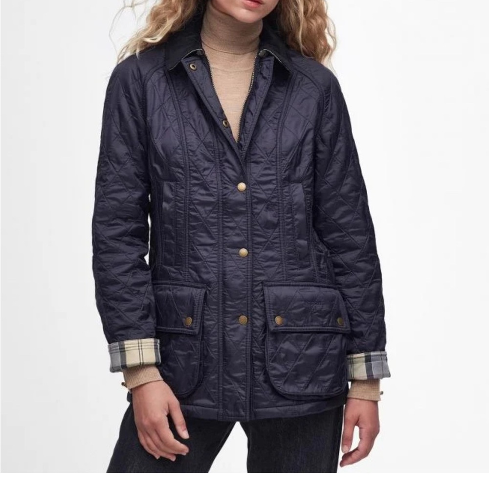 Barbour Blue Utility Jacket Quilted Collared